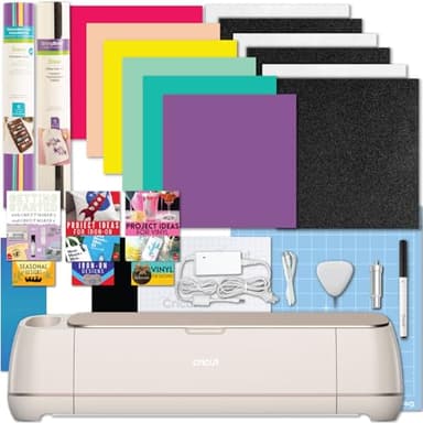Cricut Maker 4 Machine with Vinyl and Iron-On Bundle - Beginner Friendly Craft Cutting Machine Set with Essential Materials, HTV and Adhesive Vinyl Variety Pack- DIY Decor Projects, Apparel and Decals
