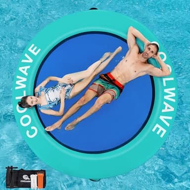 COOLWAVE Inflatable Water Hammock Floating Dock, Inflatable Raft for Family and Friends, Round Floating Ring for Parties, Water Float for Pool and Lake, Fits Multiple People(8GDB)
