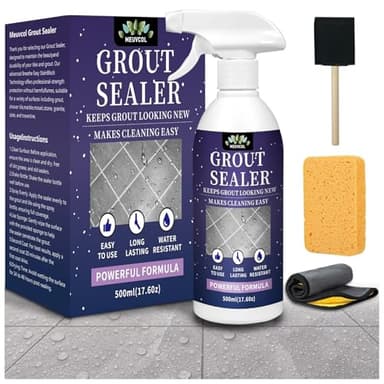 Meuvcol Grout Sealer,17.6 OZ Waterproof Grout Sealer for Shower, Floor, Kitchen - 100% Safe Tile Sealer Spray - Long Lasting Clear Grout Sealant for Stone, Bathroom, Marble - Indoor & Outdoor