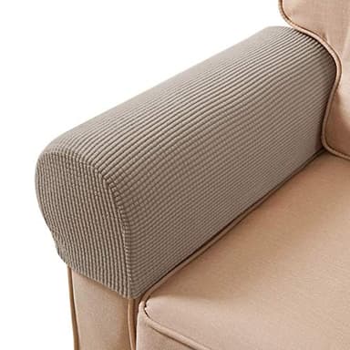 ESRISE Sofa Arm Chair Covers, Couch Armrest Armchair Covers, Stretch Anti-Slip Recliner Slipcovers Furniture Protector, Set of 2 (Sand)