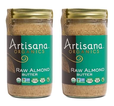 Artisana Organics Raw Almond Butter (2 Pack, 14oz Jars) | USDA Organic, No Sugar Added, No Palm Oil, Vegan, Paleo and Keto Friendly, Non-GMO