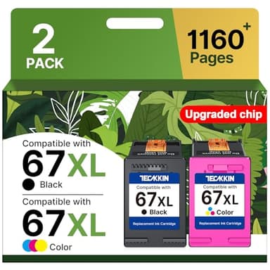67XL Ink Cartridge Black/Color Combo Pack Replacement for HP Ink 67 67XL Printer Ink Works for HP DeskJet 2827e 4227e 2755e 2855e 2800 4155e 2755 2852e Envy 6055e 6000 6455e(2 Pack)