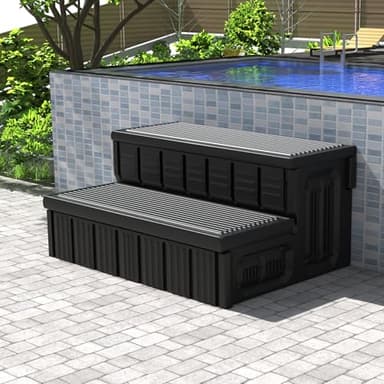 Hot Tub Steps, Outdoor Spa Steps with Storage, Non-Slip & Sturdy Hot Tub Stairs, 36 Inches Long