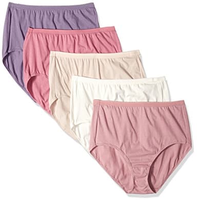 JUST MY SIZE Women's Plus-Size 5-Pack Cotton High Brief Underwear, Assorted, 14