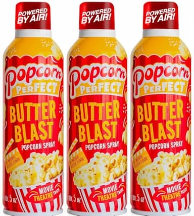 Popcorn Perfect Butter Spray for Microwave & Popcorn Makers | Movie Theater Butter Flavor Popcorn Topping Spray | Popcorn Butter Spray Zero Calorie Better Than Kettle Corn & Dry Seasonings, 5 Oz (3 -Pack)