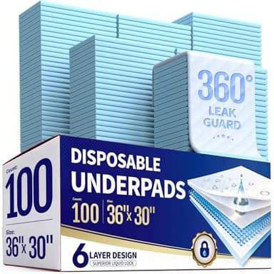 Powools Bed Pads Disposable Adult - 100 Count Incontinence Bed Pads, Super Absorbent Pee Pads for Adults, Skin-Friendly & Disposable Changing Pads for Baby, Leak-Proof Puppy Pads, 36" x 30"