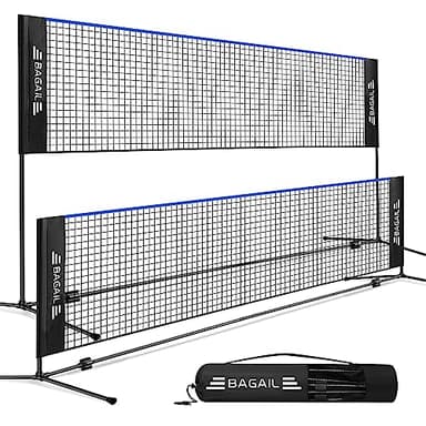 BAGAIL All-in-1 Badminton Net, Height Adjustable (Up to 5.1') Kids Volleyball Net, Quick Setup Sports Net with Portable Bag for Pickleball, Tennis, Pool, Backyard & Indoor Games - 10ft, Blue