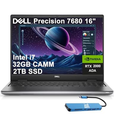 Dell Precision 7000 7680 Mobile Workstation Laptop (NVIDIA RTX 2000 Ada 8GB, 16" FHD+, Intel 20-Core i7-13850HX (> Ultra 7-155U), 32GB LPCAMM2 DDR5, 2TB SSD) Pro Max for Designer, IST HUB, Win 11 Pro