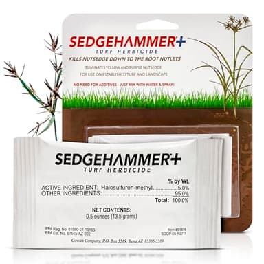 Sedgehammer Plus Turf Herbicide - 6 Pack of 13.5 Gram Pack of USA-Made Purple & Yellow Nutsedge Killer for Lawns with Pre-Mixed Surfactant - Lawn & Pet Safe Weed Killer Mix for Residential Use