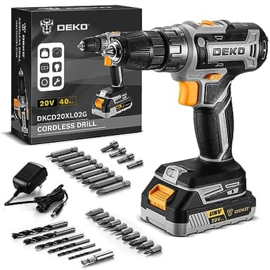 Power Drill Cordless: DEKO PRO Cordless Drill 20V Electric Power Drills Set Tool Drills Cord-less Set with Battery and Charger