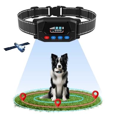 PUPKIDS GPS Dog Collar Fence System - Invisible Electric Fence for Dogs with 3 Warning Modes, Adjustable Radius 33-9999Yards, IPX7 Waterproof Rechargeable Wireless Dog Fence for Outdoor Use