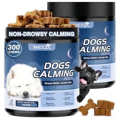 2 Pack Calming Chews for Dogs 300 Count with Melatonin Dog Anxiety Chews Stress Relief Sleep Treats Extra Strength Calming for All Dogs-Fireworks Thunder Barking Separation Vet Approved Chicken Flavor