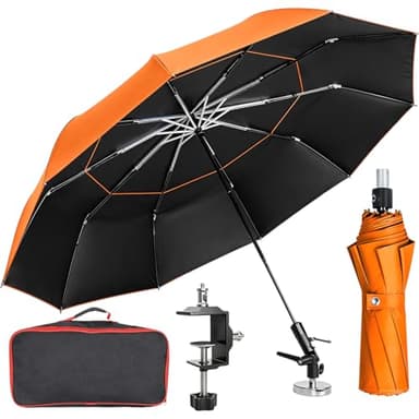 FixOasis 60" Folding HVAC Umbrella with Magnetic Base, Universal Clip Included, Upgraded Durable Frame, Wind-Resistnat, Portable Magnetic Umbrella, For HVAC and Outdoor Activities, 180°Adjustable