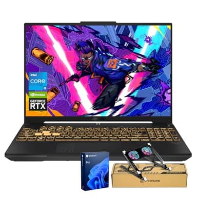 ASUS TUF F16 RTX 4050 Pro Gaming Laptop, 16" FHD+ 144Hz, Intel Core 5 210H(Beats Intel i5-14500), NVIDIA RTX 4050, 64GB DDR5 RAM, 1TB SSD, RGB Backlit KB, Bundle with PCO Laptop Cooler