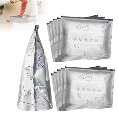 Reusable Aluminum Foil Sealable Storage Bags, 2025 New Resealable Vacuum Zipper Pouches for Food, Stand Up Foil Sealable Bags with Label and Zip Lock for Vegetable Fruit Meat (30PCS, 3 Size)