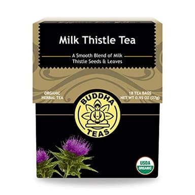 Buddha Teas - Organic Milk Thistle Tea - Herbal Tea - Promote Cleansing & Wellness - With Antioxidants & Minerals - Clean Ingredients - Caffeine Free - OU Kosher - 18 Tea Bags (Pack of 1)