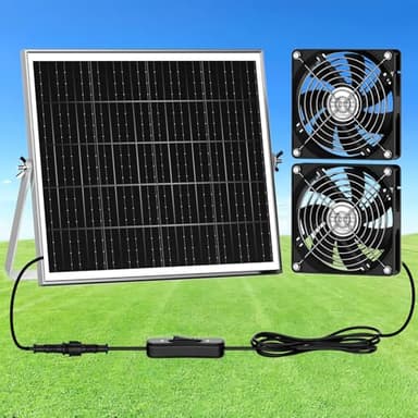 ZIZIWIN 5.5" Solar Chicken Coop Fan 2 Kit, 20W Solar Powered Greenhouse Fan Outdoor Waterproof for Vent Exhaust & Intake, for Outside Shed Doghouse Ventilation Air Circulation Cooling