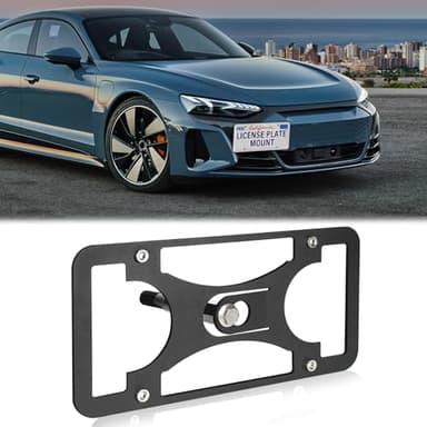 Front Bumper License Plate Mount Compatible with Audi Q4 e-Tron 2022-2026, Not Compatible with The e-tron GT, No Drill Front License Plate Frames Tow Hook License Plate Bracket Holder Car Accessories