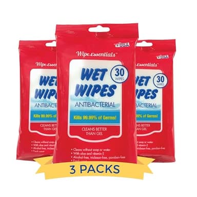 WipeEssentials Hand Sanitizer Hand Wipes for Adults and Kids - 90 wipes - 3 Packs of 30ct Hand Sanitizing Wipes, Travel Essentials