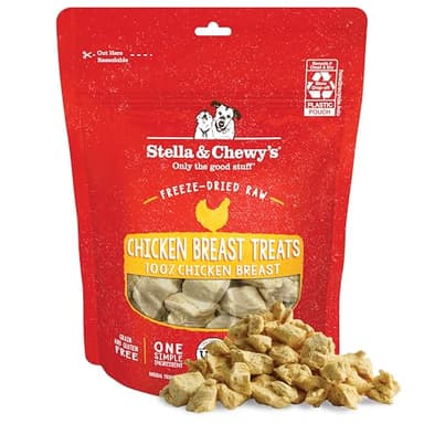Stella & Chewy's Freeze-Dried Raw Chicken Breast Dog Treats - Single Ingredient, No Additives - Premium Training Treats - Perfect For Picky Eaters - 2.75oz Bag