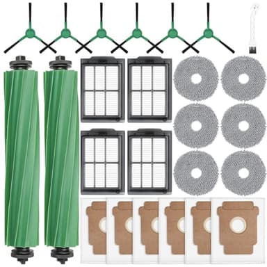 25 Pcs Replacement Parts for iRobot Roomba Plus 405 Combo/505 Combo /507 Combo Robot Vacuum Cleaner, include 2 Main Brushes, 6 Dust Bags, 6 Mop Pads, 4 Filters, 6 Side Brushes and 1 Cleaning Tool