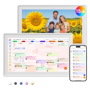 Westsee 15.6" Digital Calendar Frame – Interactive Touchscreen Eletronic Calendars, Smart Family Planner for Schedule, Photo Display, Meals, Chore Chart & Tasks, Wall & Desk Mountable (White)