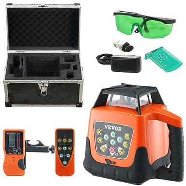 VEVOR Rotary Laser Level 2000ft,360 Degree Self Leveling Green Cross Line Laser,5 Rotation Speeds&4 Scanning Angles Adjustment,IP66 Waterproof Remote Control Manual Self-leveling Mode,Battery Included