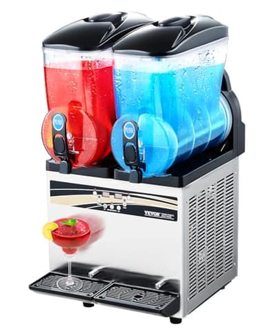 VEVOR Commercial Slushy Machine, 15Lx2 Double Tank Margarita Machine, 120 Cups Stainless Steel Margarita Smoothie Frozen Drink Machine, Slushie Machine for Party Restaurants Cafe Bars