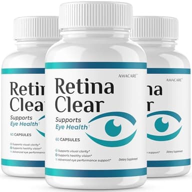 (3 Pack) Retina Clear – Retina Clear Eye Supplement Capsules Reviews, Official RetinaClear Vision Support Pills Health Natural Ingredients Vitamin Advanced Formula, 180 Capsules for 3 Months