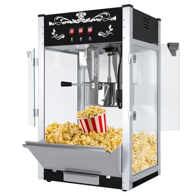 Commercial Popcorn Maker Machine 20 Oz 1440W, Theater Style Popper for 80 Cups/Batch with 3-Switch Control, Steel Frame & Tempered Glass Doors