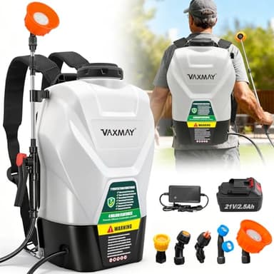 VAXMAY Backpack Sprayer 4.2 Gallon Battery Powered, 100 PSI Electric Garden Sprayer Works with Makita 18V Battery, Weed Lawn Yard Sprayer with 42" Telescopic Wand, 5 Nozzles, 2.5Ah Battery & Charger