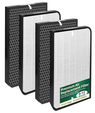 4 Pack AD5500 Replacement Filters Compatible with AD5000, AD5500, and AD5500i Air Purifiers, with 2 Premium Filters & 2 Activated Carbon Filters, Mode ADF5005, ADF5006