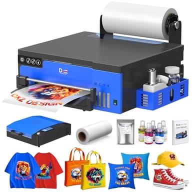 DXZ DTF Printer with Film Cutter,8.3'' A4 Apparel Printer T-Shirt Printing,XP600 Printhead Doubled Speed VS L1800 and L805,White Stirring System, Multi-Fabric Compatible,2-Year Ink Included