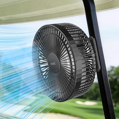 A2C Golf Cart Fan, 7.5" Rechargeable Magnetic Fan with 4 Speed Modes, Up to 15 Hours, Strong Airflow, Fits EZGO Club Car Yamaha, for Golf Cart & Cruise Ship Accessories, Outdoor Use