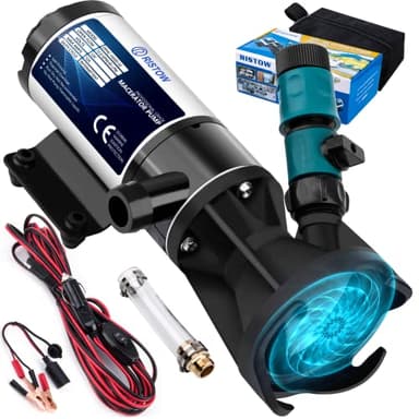 RV Macerator Pump 12V, 12GPM RV Waste Water Pump Self-Priming Sewer Pump with Garden Hose Discharge Port, Quick Release Sewage Pump with 10FT Tubing