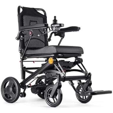 Lightweight Electric Wheelchairs for Adults Foldable Only 35lbs, 500W Dual Motors Motorized Wheelchairs for Seniors Support 250 lbs, All Terrain Travel Powered Wheel Chairs, Black