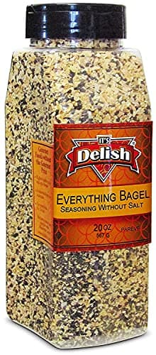 Everything Bagel Seasoning Blend with No Salt by It's Delish, 20 Oz Large Jar – Premium All Natural Bagel Spice Seasoning Mix Without Salt for Bagels, Buns, Bread, Salad Topping Seasonings for Food - USA Made, Salt-Free, Keto, Vegan, Kosher