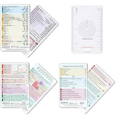 STATRef Badge Card Set: Labs, EKG, Glasgow Scale, SBAR & Ruler | Essentials for Nursing Students, RNs, and Medical Assistants