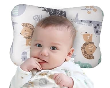 WelsLife Soft Hypoallergenic Baby Head & Neck Support Organic Cotton Cover Machine Washable (Animal World)