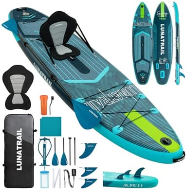 【11'×34"】 Extra Long/Extra Wide Premium Inflatable Stand Up Paddle Board (SUP) – Portable & Lightweight for Yoga, Surfing, Family Fun | Complete Kit with Paddle, Pump, Bag | Durable Design