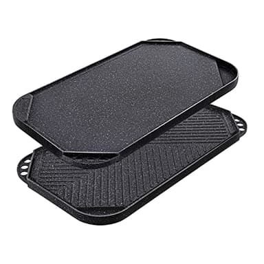 SENSARTE Nonstick Griddle Grill Pan, Pro-Grid Reversible Grill & Griddle Pan, Two Burner Cast Aluminum, Portable for Indoor Stovetop or Outdoor Camping BBQ, 19.5" x 10.7"