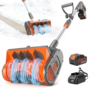 Keenstone 12" Cordless Electric Snow Shovel, Handles 8" Deep Snow, 21V 4.0Ah Battery & Charger, Brushless Motor, Clears 300 lbs/Min, 16 ft Throw, 8 lb Lightweight Snow Blower for Seniors & Homeowners