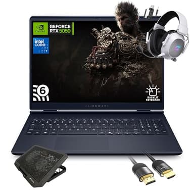 Dell Alienware 16 Aurora AC16250 Gaming Laptop, Intel Core 7 240H, NVIDIA GeForce RTX 5050, 16" WQXGA 120Hz IPS, 32GB RAM, 2TB SSD, WiFi 6, w/Cooling Pad HDMI Cable, Windows 11 Pro
