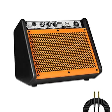 Coolmusic Drum Amplifier 20W, Wireless Electric Drum Speaker Keyboard Amp, Mini DM20 Portable for Home Practice (Orange)