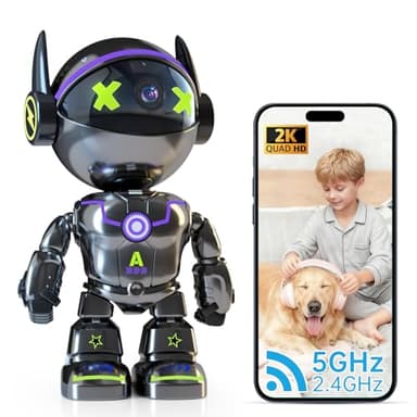 Gyliziex Cameras for Home Security Indoor Robot, 2K 2.4&5Ghz Indoor Camera WiFi Wireless Pet/Nanny/Dog Camera Phone App, Human Detection Color Night Vision, 2 Way Talk