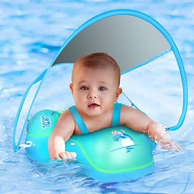 LAYCOL Baby Swimming Float with UPF50+ Sun Canopy Baby Floats for Pool No Flip Overbaby Pool for Baby Age of 3-36 Months