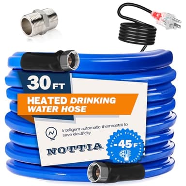 30FT Heated Water Hose for RV, Freeze Protection to -45°F, Lead-Free & BPA-Free, Safe for Campers, Gardening, Livestock, Home Use