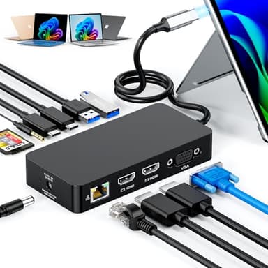 Surface Thunderbolt 4 Dock Triple Displays 4K HDMI*2+VGA, 12 in 1 Surface Pro Docking Station with 100W Power Adapter for Microsoft Surface Pro 12/11/10/9/8/X/7+/7,Laptop 7/6/5/4/3,Laptop Go,Studio