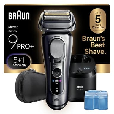Braun Electric Razor for Men Series 9 PRO+ Electric Foil Shaver with Precision Trimmer and 6in1 SmartCare Center, Silver, 9667cc