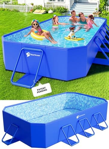 StarOcean 2026 Foldable Pool, Large Non-Inflatable Swimming Pool for Kids,Adult Collapsible Pools Hard Plastic Shell, Oversized Thickened,Portable Folding Kids Pools for Backyard 90"x50"x20"-Blue
